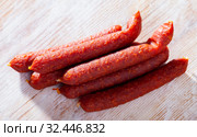 Smoked Tyrolean sausages. Стоковое фото, фотограф Яков Филимонов / Фотобанк Лори