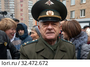 Полковник ГРУ Владимир Квачков принимает участие в "Русском марше" у метро "Щукинская" в городе Москве, Россия (2019 год). Редакционное фото, фотограф Николай Винокуров / Фотобанк Лори