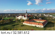 Aerial view on the Hradisko Monastery. Olomouc. Czech Republic (2019 год). Стоковое видео, видеограф Яков Филимонов / Фотобанк Лори