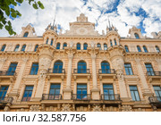 Riga art Nouveau, house on Alberta street, architect M. Eisenstein (2014 год). Стоковое фото, фотограф Юлия Бабкина / Фотобанк Лори