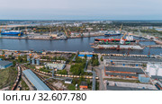 Tanker vessel repair in dry dock Shipyard, Drone shot. Стоковое фото, фотограф Aleksejs Bergmanis / Фотобанк Лори