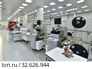 Moscow, Russia - Dec. 5.2019. Equipment in Mikron - the largest plant for the production of chips. Zelenograd. Редакционное фото, фотограф Володина Ольга / Фотобанк Лори