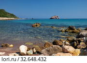 The view of the blue Takkas bay with Aphrodite's Rock. Akamas Peninsula. Cyprus. Стоковое фото, фотограф Сергей Пристяжнюк (Serg Zastavkin) / Фотобанк Лори