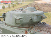 Американский средний танк М4А2 "Шерман", поставляемый в СССР по ленд-лизу, в Тульском парке "Патриот", вид на башню (2019 год). Редакционное фото, фотограф Малышев Андрей / Фотобанк Лори