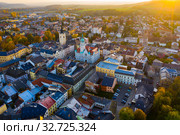 Aerial view of Sumperk cityscape, Czech Republic (2019 год). Стоковое фото, фотограф Яков Филимонов / Фотобанк Лори