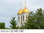 Купола часовни Святых благоверных князей Петра и Февронии Муромских. Калининград (2018 год). Стоковое фото, фотограф Александр Щепин / Фотобанк Лори