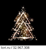 A geometric Christmas tree. Rose Gold Glitter. Стоковая иллюстрация, иллюстратор Анастасия Филиппова / Фотобанк Лори
