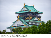 The five stories Main Tower (Tenshu) of the Osaka Castle. Osaka. Japan (2019 год). Стоковое фото, фотограф Сергей Пристяжнюк (Serg Zastavkin) / Фотобанк Лори