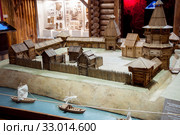 Russia, Blagoveshchensk, July 2019: Layout of the albazinsky prison of the period 1682-1685 in the Amur regional Museum of local lore. G. S. Novikov-Daursky. Редакционное фото, фотограф Катерина Белякина / Фотобанк Лори