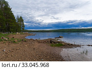 Полоса литорали во время отлива. Берег Белого моря. Карелия, Россия, конец июня. Стоковое фото, фотограф Сергей Рыбин / Фотобанк Лори
