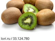 Kiwi fruit isolated on white background. Стоковое фото, фотограф Sergiy Artsaba / PantherMedia / Фотобанк Лори