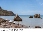 Meganom mountain range and beach, as well as the peninsula and cape in southeastern Crimea (2016 год). Стоковое фото, фотограф katalinks / Фотобанк Лори