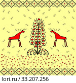 Reindeer near Christmas tree ornament ethnic. Стоковое фото, фотограф Elena Kozyreva / PantherMedia / Фотобанк Лори