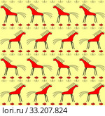 Red horse seamless pattern. Стоковое фото, фотограф Elena Kozyreva / PantherMedia / Фотобанк Лори