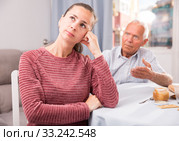Mature father soothes adult daughter. Стоковое фото, фотограф Яков Филимонов / Фотобанк Лори
