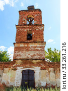 Saratov Region, Russia. Traveling around the Novoburas district, the sights of the village of Loch, Gremyachka. Church of St. Nicholas the Wonderworker. Ruined building 19th century 1821. Photo series (2019 год). Стоковое фото, фотограф Светлана Евграфова / Фотобанк Лори