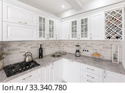 modern white wooden kitchen interior. Стоковое фото, фотограф Сергей Старуш / Фотобанк Лори