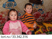 Nadym, Russia - november 28, 2018:tundra, The extreme north, Yamal, the pasture of Nenets people, the dwelling of the peoples of the north, the yurt, artistic toning. Редакционное фото, фотограф Evgenii Mitroshin / Фотобанк Лори
