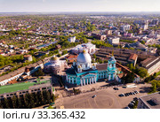 Aerial view of city of Kursk with bulidings and church (2019 год). Стоковое фото, фотограф Яков Филимонов / Фотобанк Лори