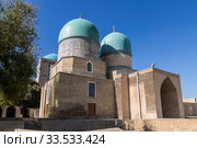 The oldest known Dorut-Tillavat memorial complex - mausoleum of Gumbazi-Seyidan, mausoleum of Sheikh Shamsaddin Kulyal and ancient cemetery. Shahrisabz, Uzbekistan (2019 год). Стоковое фото, фотограф Наталья Волкова / Фотобанк Лори