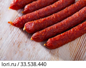 Close up view of tyrolean sausages. Стоковое фото, фотограф Яков Филимонов / Фотобанк Лори