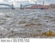 Мост Большеохтинский (Императора Петра Великого). Санкт-Петербург (2020 год). Стоковое фото, фотограф Сергей Афанасьев / Фотобанк Лори