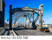 Мост Большеохтинский (Императора Петра Великого). Санкт-Петербург (2020 год). Редакционное фото, фотограф Сергей Афанасьев / Фотобанк Лори
