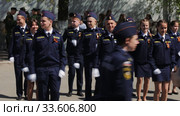 Russia, Ulyanovsk, May 9, 2019: Cheerful Cadet Students Solemnly March. Редакционное видео, видеограф Pavel Biryukov / Фотобанк Лори