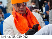Издатель, президент «Эксмо-АСТ» Олег Новиков принимает участие в ежегодном книжном фестивале "Красная площадь" в центре города Москвы, Россия (2020 год). Редакционное фото, фотограф Николай Винокуров / Фотобанк Лори