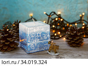 Decorative Handmade candles in the shape of a cube. Стоковое фото, фотограф Nataliia Zhekova / Фотобанк Лори