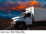 Refrigerated Truck Cargo Transport. Стоковое фото, фотограф Jan Jack Russo Media / Фотобанк Лори