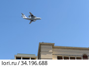 Самолет дальней радиолокационной разведки А-50У в небе над Москвой во время парада, посвященного 75-летию Победы в Великой Отечественной войне (2020 год). Редакционное фото, фотограф Free Wind / Фотобанк Лори