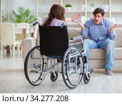 Desperate disabled person on wheelchair. Стоковое фото, фотограф Elnur / Фотобанк Лори