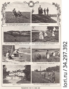 Бородинское поле в начале 20 века. Иллюстрация из журнала "Нива" 1912 года. Стоковая иллюстрация, иллюстратор Макаров Алексей / Фотобанк Лори