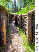 Траншеи полного профиля. Мемориально-исторический район Куутерселькя 1944 г. Поселок Лебяжье. Выборгский район. Ленинградская область. Стоковое фото, фотограф Сергей Афанасьев / Фотобанк Лори