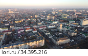 Aerial view of Baranovichi cityscape with buildings and streets. Стоковое фото, фотограф Яков Филимонов / Фотобанк Лори