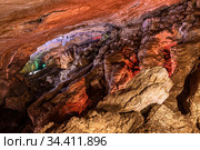 Russia, Sochi, Vorontsovskie caves, August 08, 2020: Cave lighting. Стоковое фото, фотограф Магадеева Елена / Фотобанк Лори