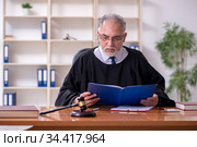 Old male judge working in courthouse. Стоковое фото, фотограф Elnur / Фотобанк Лори