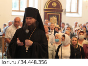 Игумен Евмений (Лагутин), в день Великого освящения храма в Берлюковской пустыни (2020 год). Редакционное фото, фотограф Дмитрий Неумоин / Фотобанк Лори