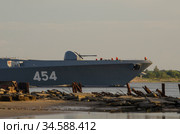 Российский военный фрегат "Адмирал Горшков". Россия, Архангельская область (2020 год). Редакционное фото, фотограф Яковлев Сергей / Фотобанк Лори