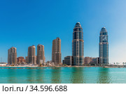 Doha, Qatar - Nov 23. 2019. District Qanat Quartier on Pearl Island. Стоковое фото, фотограф Володина Ольга / Фотобанк Лори