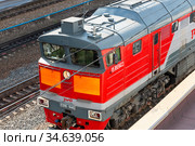 2ТЭ116 (2-секционный тепловоз с электропередачей, тип 116) (2020 год). Редакционное фото, фотограф Александр Щепин / Фотобанк Лори