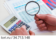 The finance analyst looking and financial reports. Стоковое фото, фотограф Elnur / Фотобанк Лори