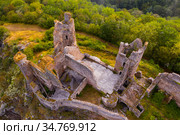 Scenic view of the ruin castle Chateau Rocher. Стоковое фото, фотограф Яков Филимонов / Фотобанк Лори