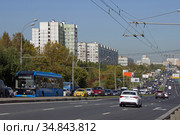 Эстакада на Алтуфьевском шоссе на въезде в район Владыкино. Москва (2020 год). Редакционное фото, фотограф Елена Орлова / Фотобанк Лори