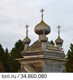 Wooden church of Peter and Paul in Virma, Republic of Karelia, Russia, (2020 год). Стоковое фото, фотограф Знаменский Олег / Фотобанк Лори