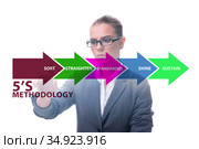 Businesswoman in 5S workplace organisation concept. Стоковое фото, фотограф Elnur / Фотобанк Лори