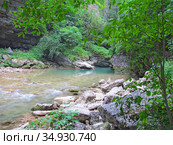 Река Курджипс. Гуамское ущелье, Адыгея (2020 год). Редакционное фото, фотограф Мария Кылосова / Фотобанк Лори