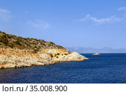 Demre-Finike highway along the rocky coast of the Mediterranean sea. Antalya province, Turkey. (2014 год). Стоковое фото, фотограф Bala-Kate / Фотобанк Лори