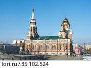 Вознесенско-Феодосиевская церковь в городе Перми. Псевдорусский стиль архитектуры (2020 год). Редакционное фото, фотограф Юрий Карачев / Фотобанк Лори